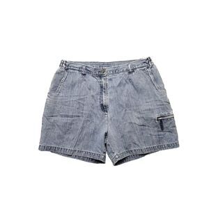 Vtg Woolrich Womens Light Denim Cargo Shorts 35" Waist Cotton Thailand 1985